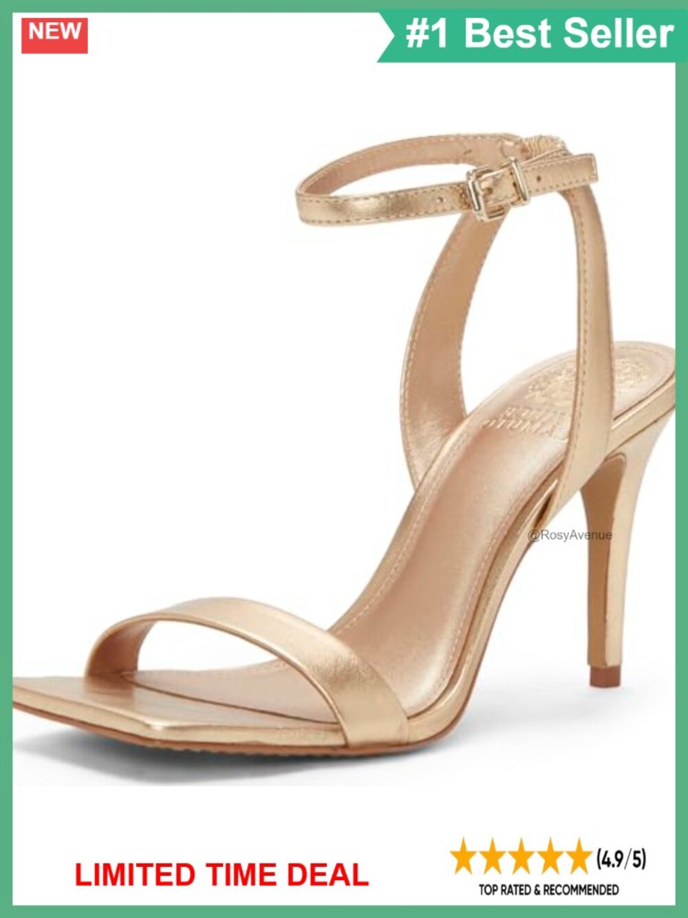 Square Toe Stiletto Heeled Sandals | Adjustable Ankle Strap Faux Leather